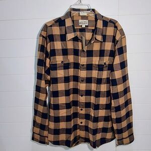 NEW J Crew Men's XXL Midweight Flannel Shirt Blue Brown Check Plaid Classic
